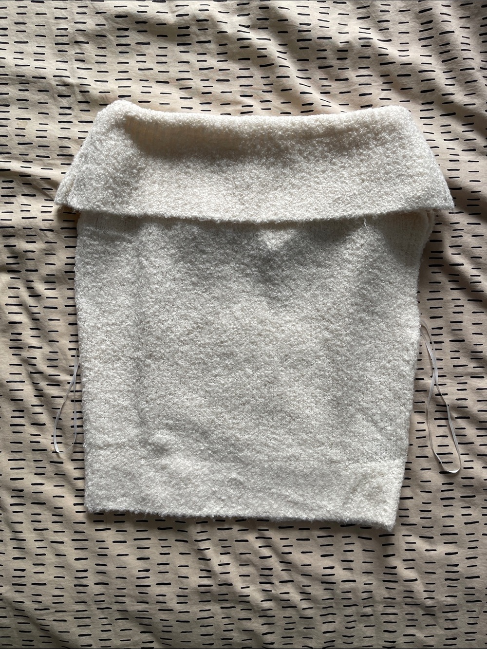 H&M Off-the-Shoulder Bouclé Sweater in White